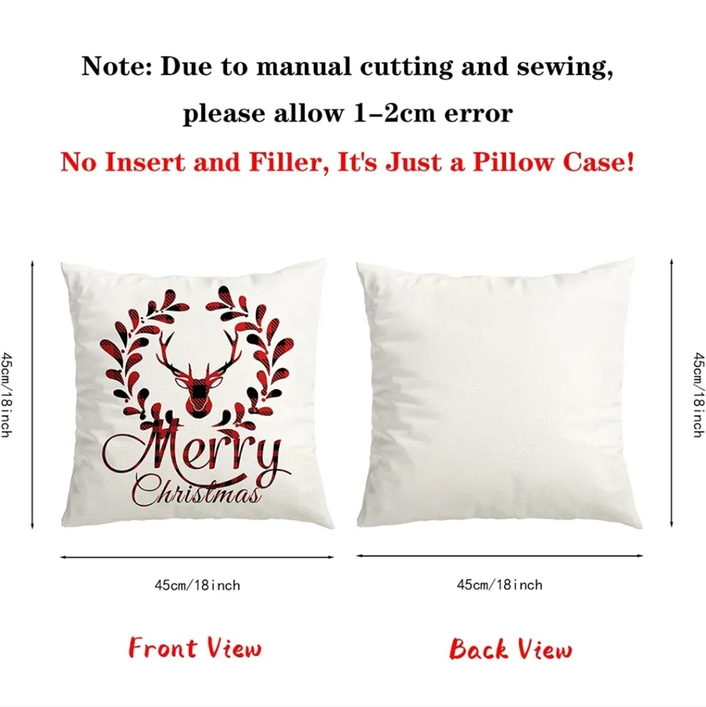 Throw pillow covers holiday Christmas plaid gingham print